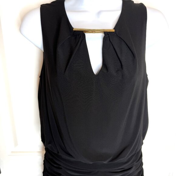 AIDAN BY AIDAN MATTOX SLEEVELESS BLACK ROUCHED DRESS - SIZE 6 - Picture 4 of 8